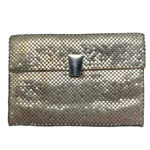 Whiting & Davis Metallic Silver Mesh Clutch Small Evening Bag Retro Glam Purse